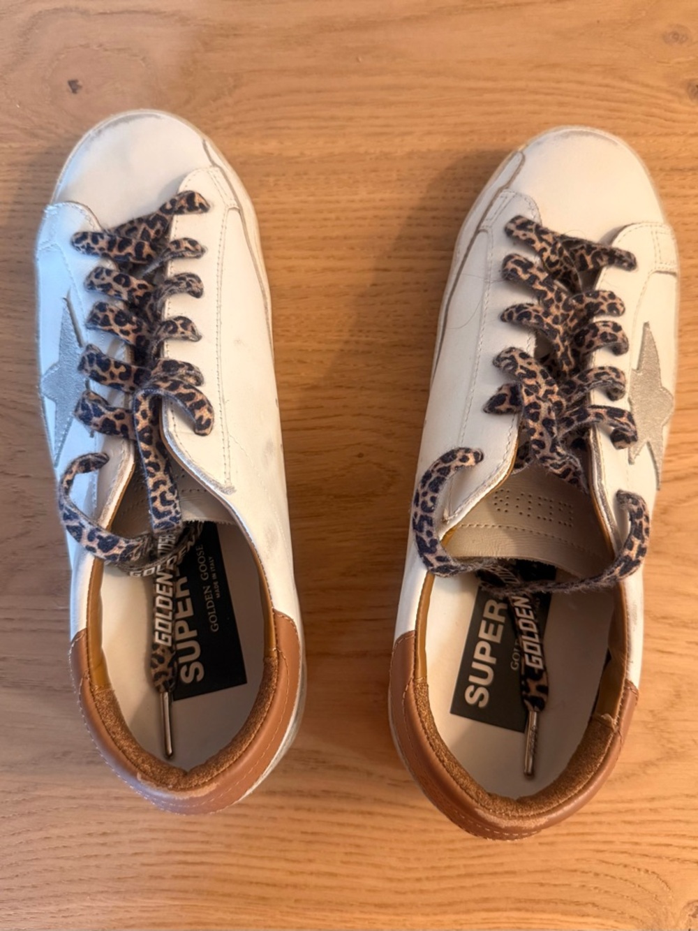 Golden Goose Tan & White Super-Star Low-Top Sneakers